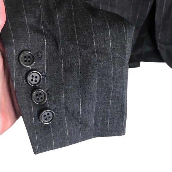 Theory Pin Stripe Blazer, Dark Gray, Single Button Closure, Size 0 - Picture 3 of 6